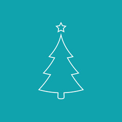 Christmas tree flat icon, vector simple design. White symbol of fir-tree.
