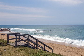 Wooden Stepped Walkway Onto Beach