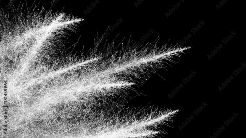Poster 3d rendering of particle trails. particles move to the side and leave a sparkle trail.