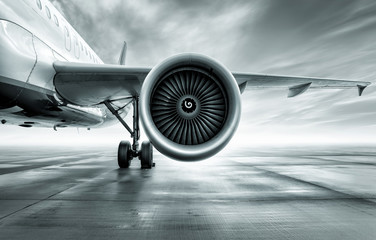 turbine of an airliner - obrazy, fototapety, plakaty