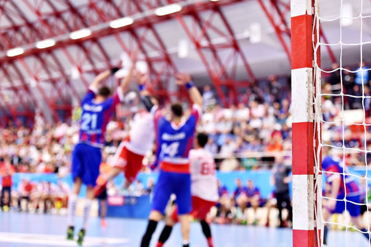 Handball blurred match scene