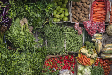 Ubud, Bali Traditional Public Market. Colorful fish and vegetables can be purchased at the Ubud, Bali public market in the cultural heart of this fantastic Indonesian island.