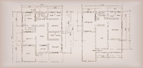 House building structure sketch plan drawing vintage background