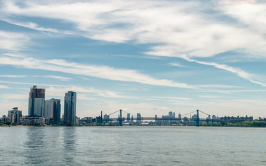 Fototapeta premium Uptown Manhattan skyline New York. Splittoned image.