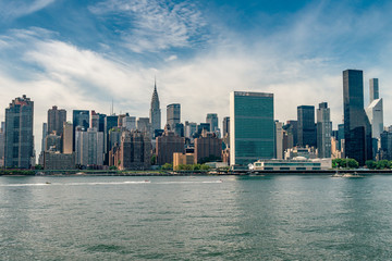 Fototapeta na wymiar Uptown Manhattan skyline New York. Splittoned image.