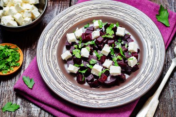 Roasted beet feta parsley salad