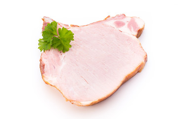 Pieces of pork meat, isolated on white background.