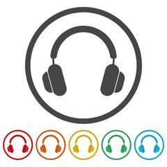 Headphones icons set