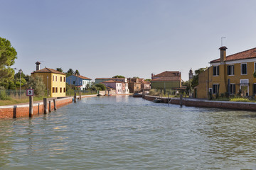 Obraz premium Burano cityscape with canal, Venice, Italy.