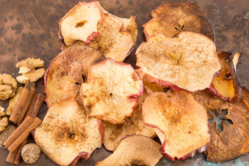 dried apples walnuts and cinnamon
