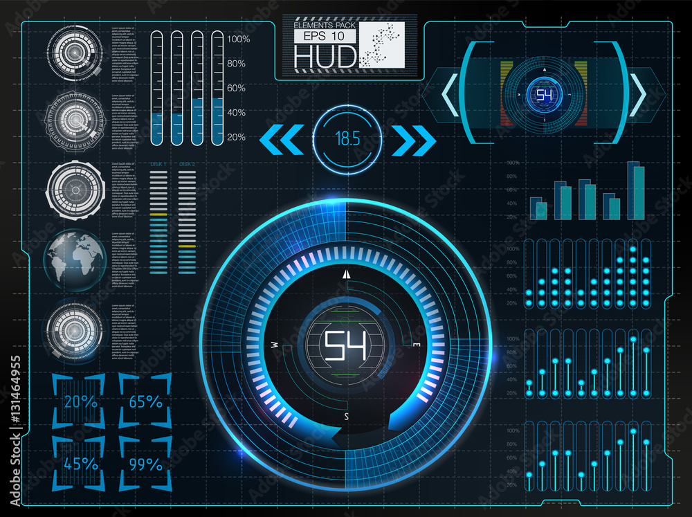 Poster futuristic user interface.hud background outer space. infographic elements. digital data, business a