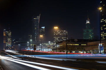 Warsaw  Financial Center at night
