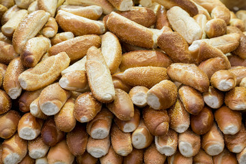 fresh baked buns and loafs on a market