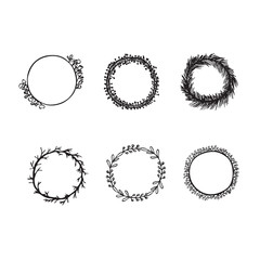 Obraz premium Set of 6 hand drawn floral wreaths