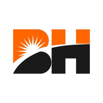 sunlight inside letter b logo vector. b and h logo template.