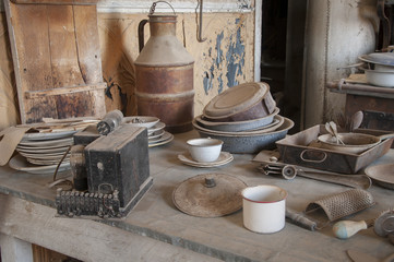 Naklejka na ściany i meble Dusty Kitchen Implements, Ghost Town of Bodie