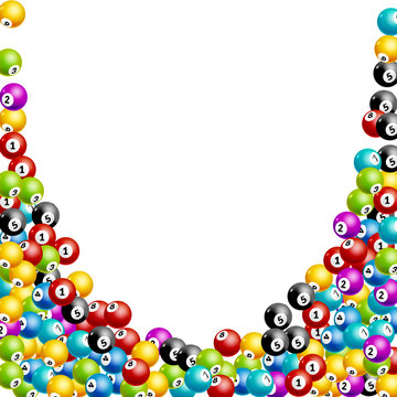 Bingo lottery balls numbers background. Lottery game balls. Lotto winner. Falling balls template