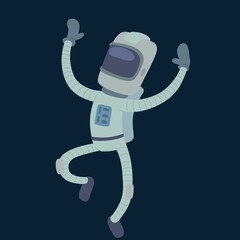 Cute astronaut in space, working and having fun.