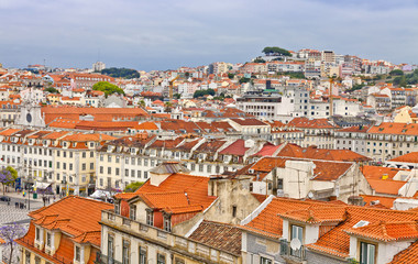 Fototapeta na wymiar Rooftops of Lisbon city, Portugal