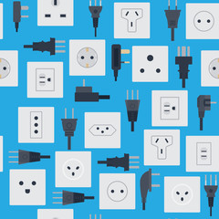Electrical outlets plugs seamless pattern