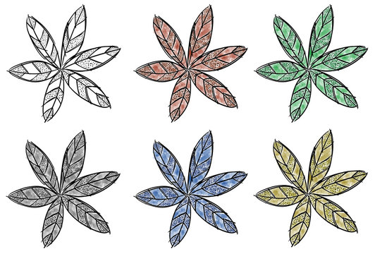 LEAVES WATERCOLOR SKETCH ILLUSTRATION DRAW ART