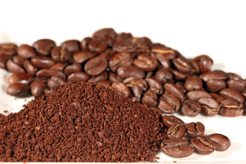 Coffee freshly roasted and then ground for use