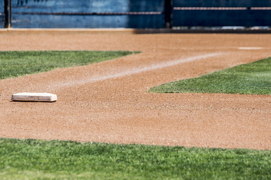 homeplate and first base on a baseball diamond