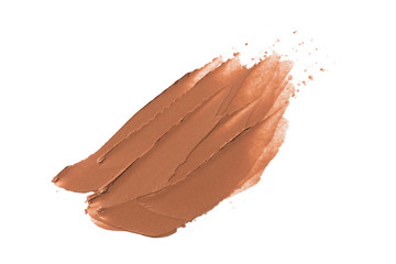 Smudged brown color lipstick on background