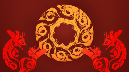 3d rendering picture of 2017 Chinese New Year greeting card. Oriental pattern sign and symbol. Traditional paper cutting arts and crafts.