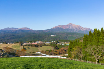 Beautiful landscape with mount Kirishima