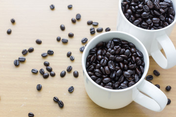 roasted coffee beans filled glass ceramic