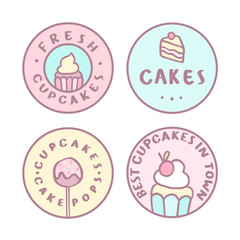 Set of badges. Vector hand drawn illustration.