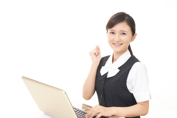 ガッツポーズのビジネスウーマン