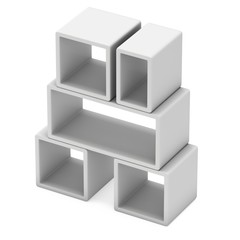 Product display boxes. 3D render isolated on white. Platform or Stand Illustration. Template for Object Presentation.