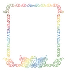 Gradient frame with angel in vintage style. Custom element for design artworks. Raster clip art.