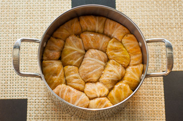 Sarma - Pickled cabbage leaves stuffed with minced meat and rice
