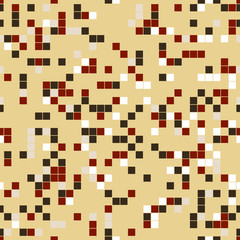 Geometric seamless pattern. The squares of different colors, are located on yellow background. Useful as design element for texture, pattern and artistic composition.