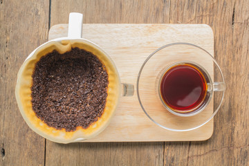  coffee on wooden background