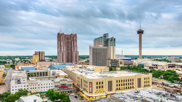 San Antonio, Texas, USA skyline time lapse.