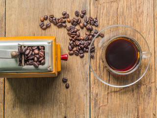  coffee on wooden background