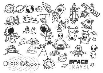 space themed doodle - obrazy, fototapety, plakaty