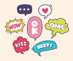 set of trendy comic speech bubble