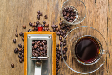  coffee on wooden background