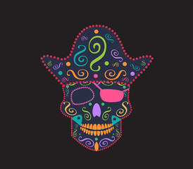 Skull vector background for fashion design, patterns, tattoos, pirate