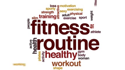 Fitness routine animated word cloud.