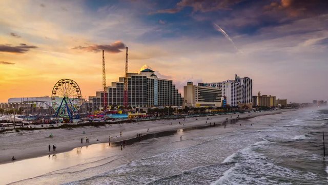 Daytona Beach, Florida, USA beachfront skyline.