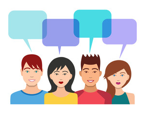 People Icons with Dialogue Bubbles