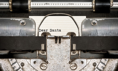 Dear Santa typed on an old typewriter