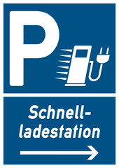 Fototapeta premium psn4 ParkingSignNew psn - ks164 Kombi-Schild - Parkplatz - Elektrotankstelle - Schnellladestation für Elektrofahrzeuge - Pfeil nach rechts - DIN A1 A2 A3 A4 Poster - blau xxl g4844