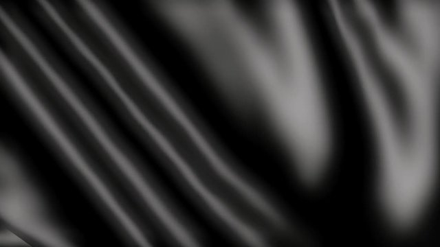 Black background cloth patterned 3D simulation in 4K. Waves of fabric cloth in the wind. Fine silk  fabric. Decorative cloth. 